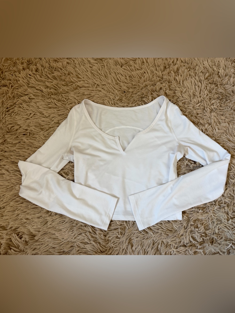 Lululemon NWT Cropped Henley Long Sleeve Size 2 white